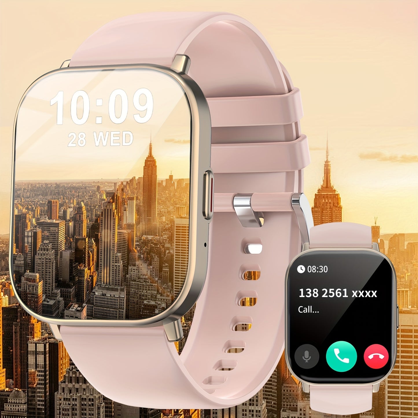 Montre intelligente étanche avec écran tactile complet de 2,01 pouces, notifications de messages, appels, suivi du sommeil, podomètre, rappels d’informations et rappels de sédentarité, compatible avec iPhone/Android, montre connectée pour femmes et hommes