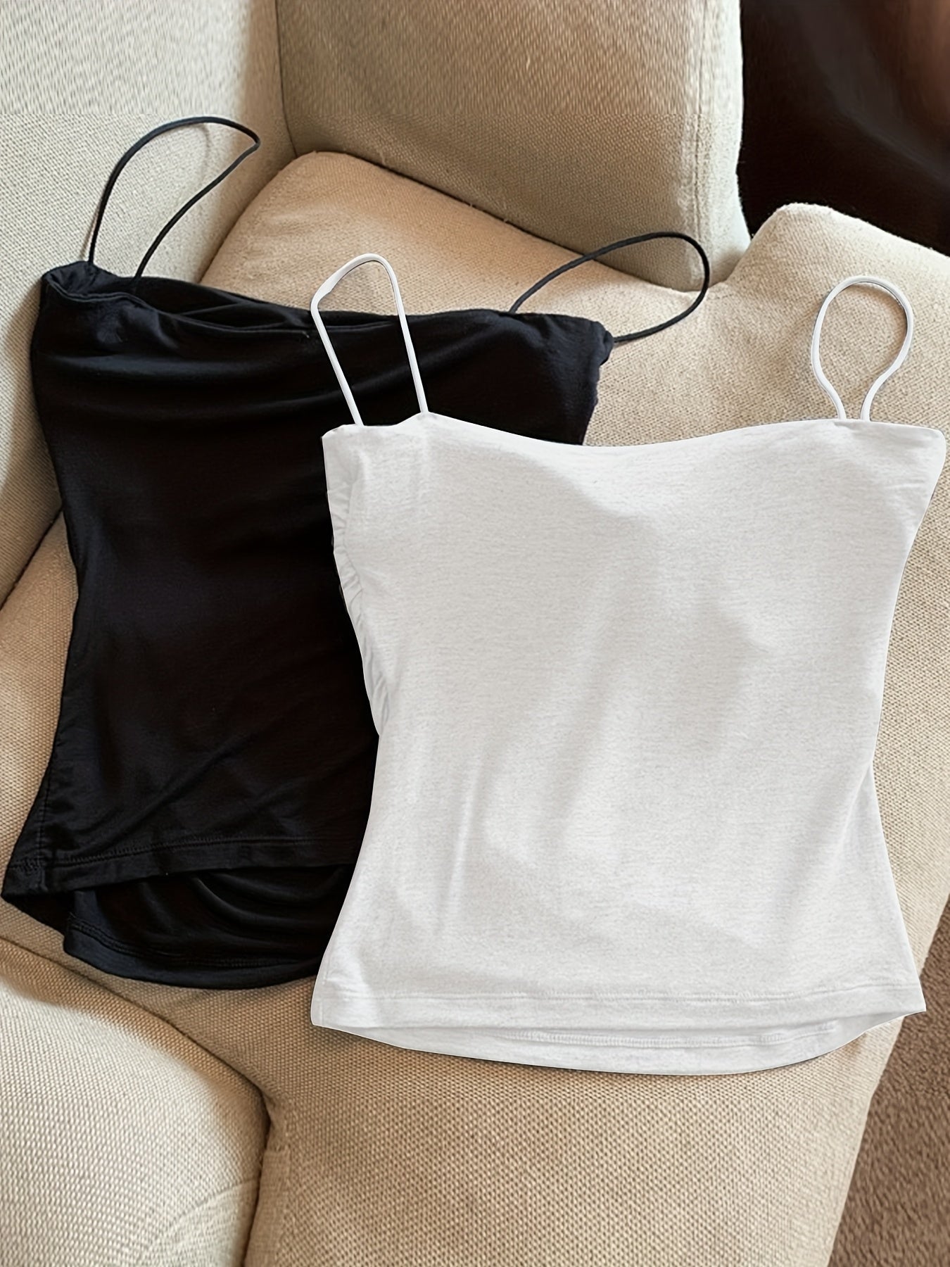 Lot de 4 Débardeurs Femme avec Fronces et Coques Intégrées