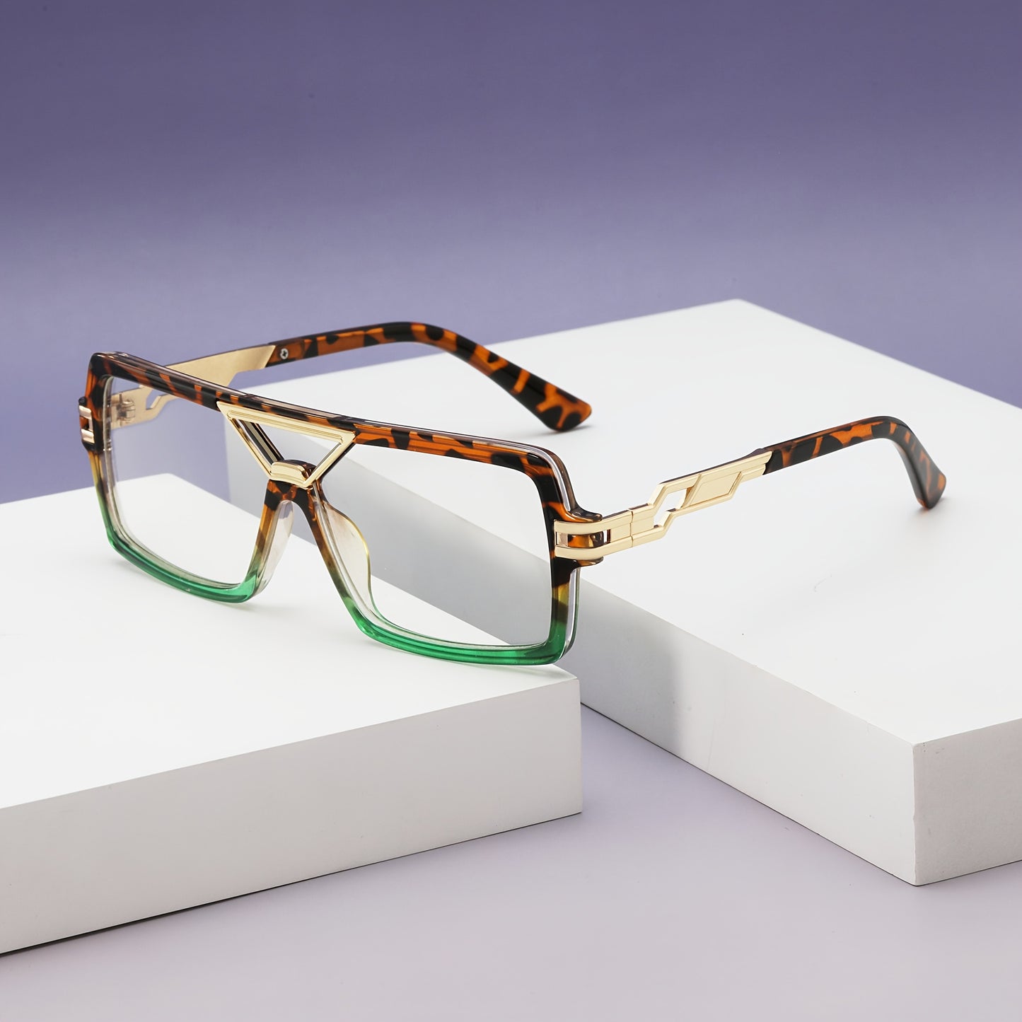 New Women's Fashion Metal Mixed Flat Lens Glasses, Men's Classic Decorative Plain Mirror