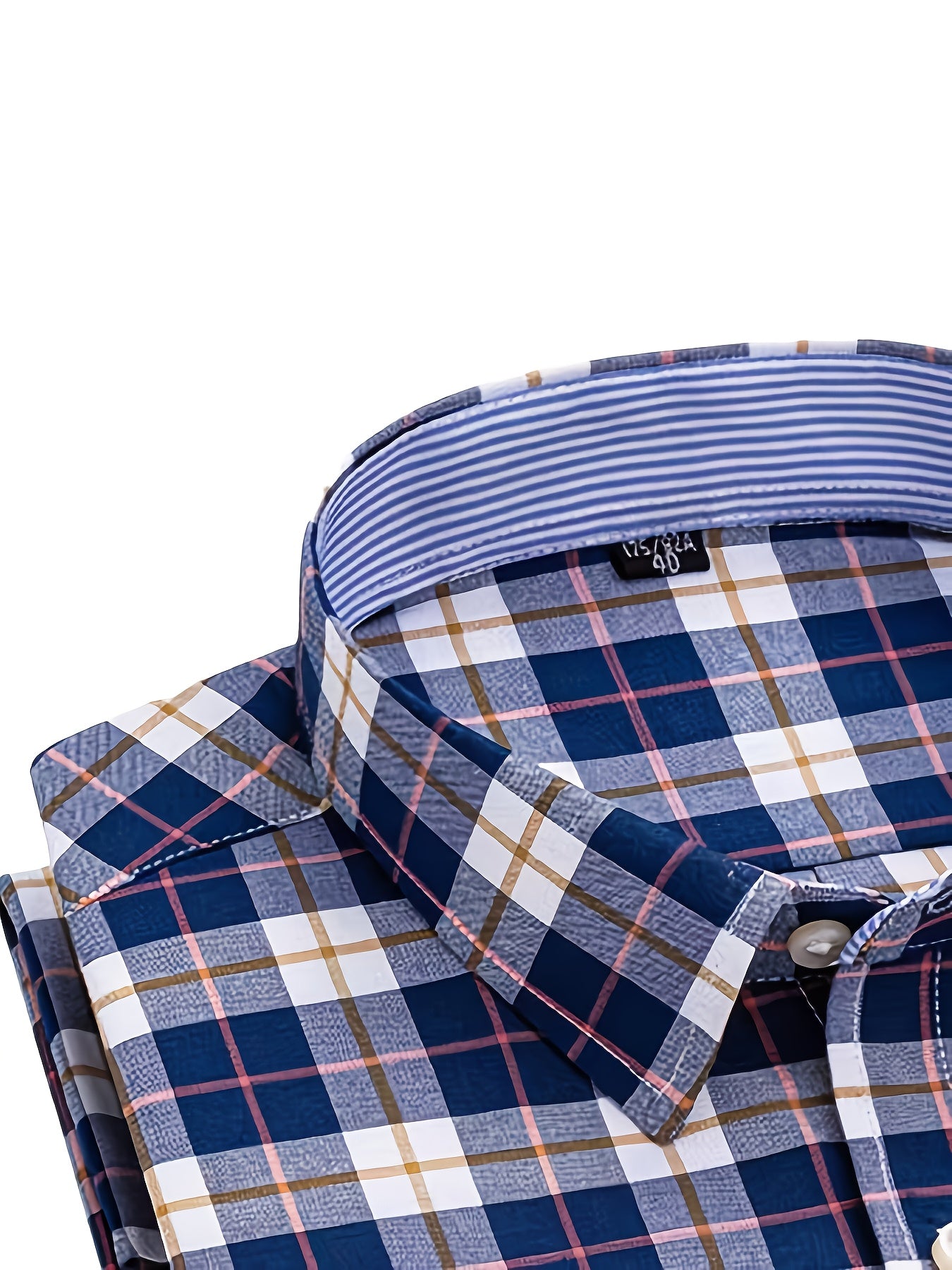 Men'S Formal And Business Casual Shirts - Classic Blue/Red/Beige Checkered, Long-Sleeve Button- Shirts, Non-Stretch Fabric, Suitable for Office, Meetings, And Casual Wear - a Must-Have for Spring And Autumn, Plaid Design, Smo