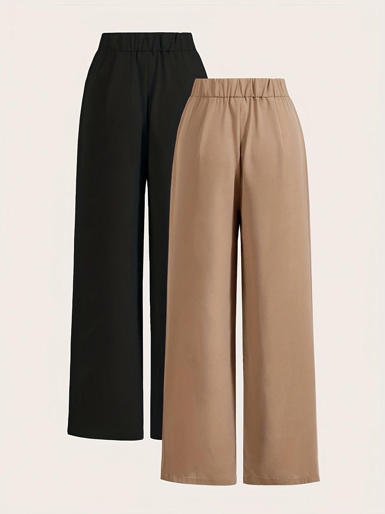 Ensemble de 3 pièces : Pantalon large taille haute, double bouton, décontracté, confortable, lavable en machine, nettoyage à sec, polyvalent