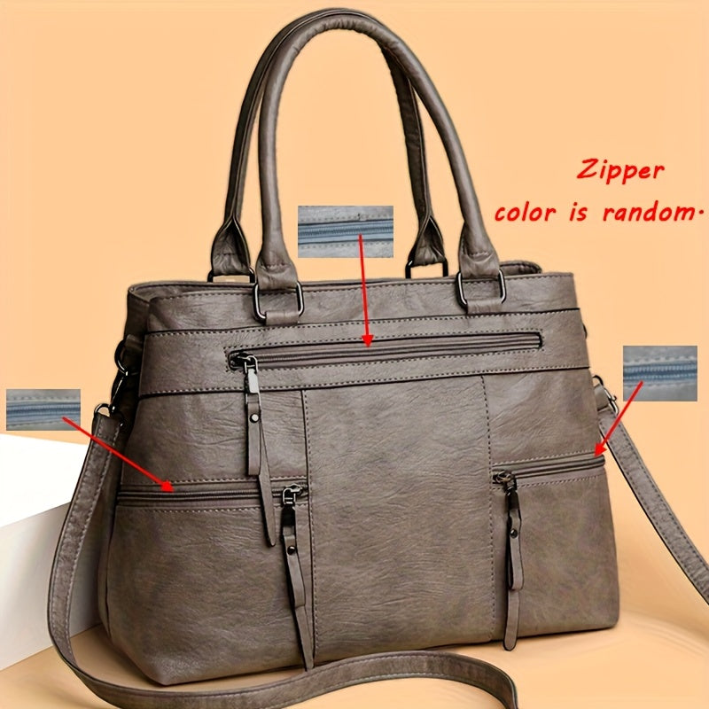 Sac Cabas Femme Vintage Grande Capacité Avec Bandoulière Amovible et Multiples Compartiments