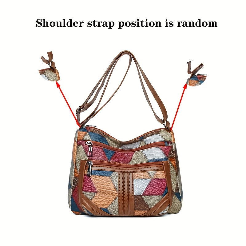 Sac Carré Neutre – Unisexe, Sac Bandoulière Décontracté, Design Bicolore, Sac à Dos/Bandoulière, Style Simple et Tendance, Fermeture Zippée Aléatoire