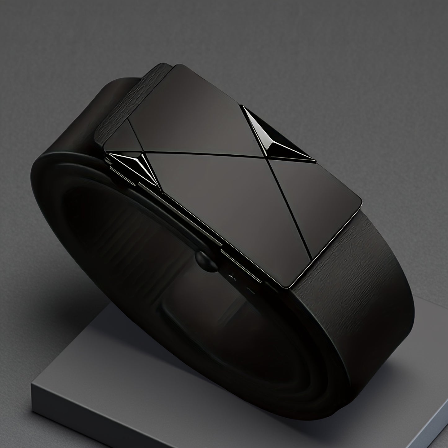 Ceinture Homme à Boucle Automatique – 1 ou 2 pcs, Motif Géométrique Noir et Doré, Style Formel et Décontracté, Cuir Synthétique, Fermeture Simple, Parfaite pour Mariage, Soirée et Usage Quotidien, Accessoire Luxe Minimaliste