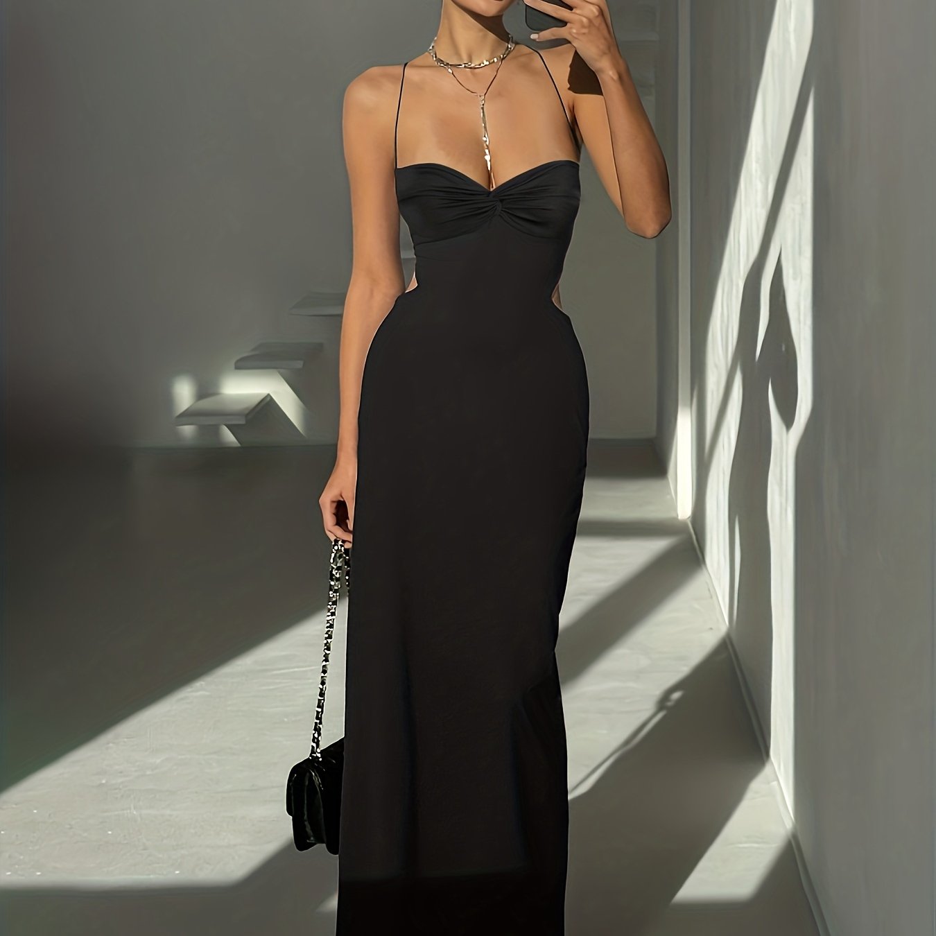 Robe Femme Sexy Élégante de Soirée — Dos Nu, Silhouette Sirène/Trumpet, Sans Manches, Robe Formelle pour Soirées et Mariages, Coupe Bodycon Flatteuse, Idéale pour Prom, Gala et Tenues Chics Quotidiennes, Style Sophistiqué