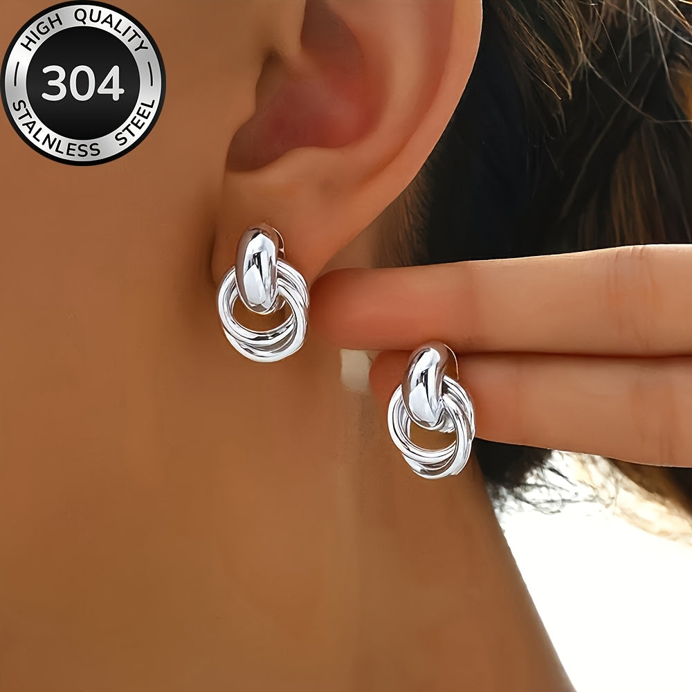 Boucles d’oreilles en acier inoxydable de haute qualité, hypoallergéniques et dorées, résistantes à la décoloration, confortables et polyvalentes, design simple et élégant, parfaites pour un usage quotidien ou les soirées, cadeau raffiné pour femme