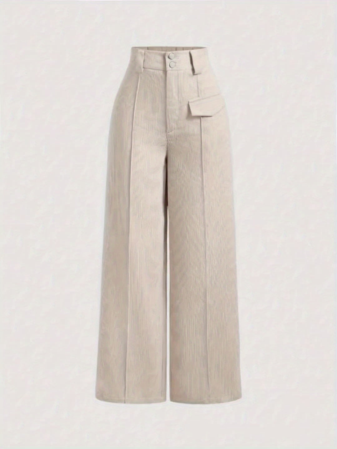 Pantalon Femme Grande Taille – Jambe Droite et Large, Boutons, Léger, Confortable, Tous Saisons