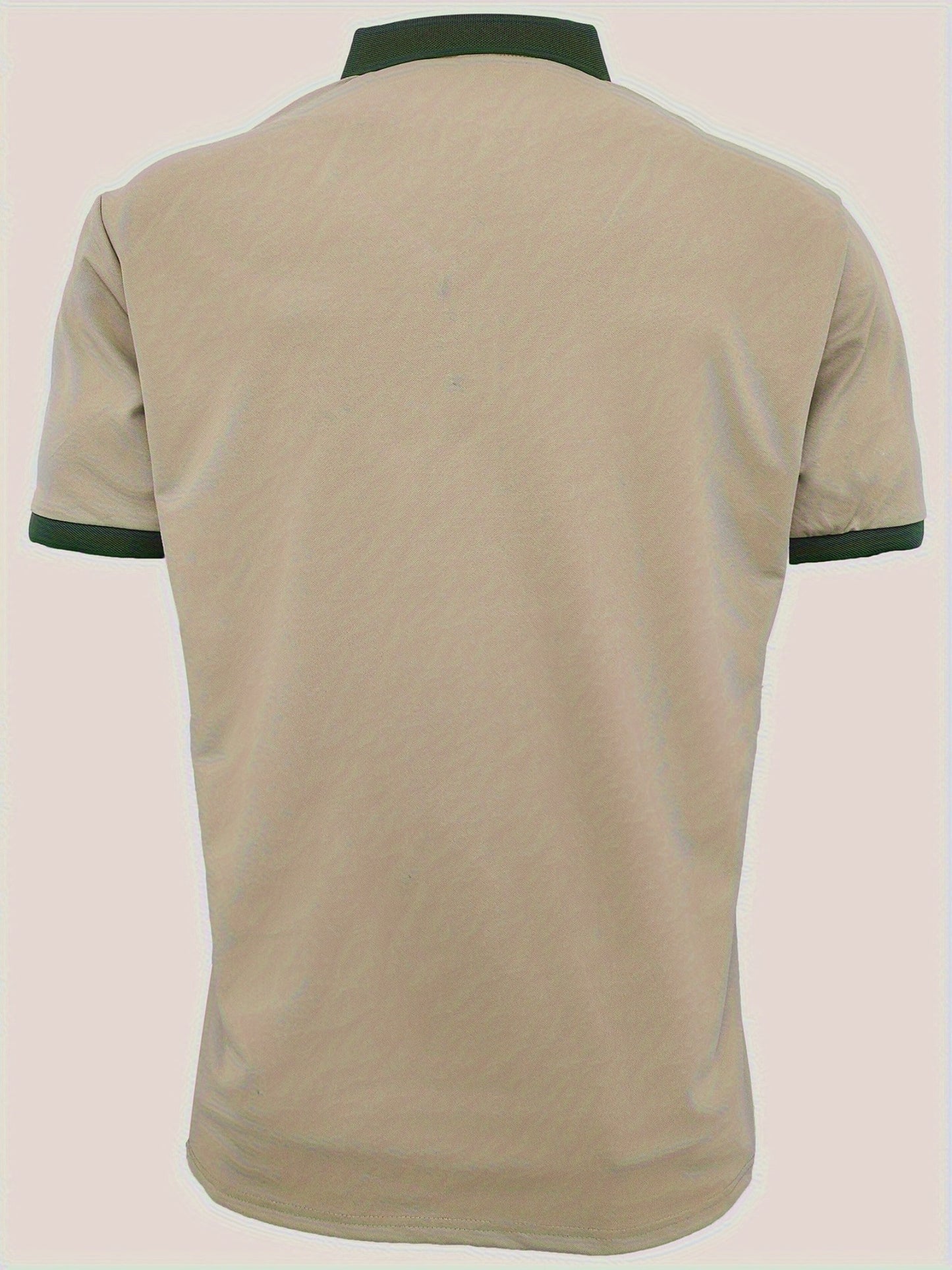 Men'S Short Sleeve Polo Shirt with Color Block Collar, Quick-Dry Casual Golf Shirt, Classic Fit Business Work Polyester T-Shirt