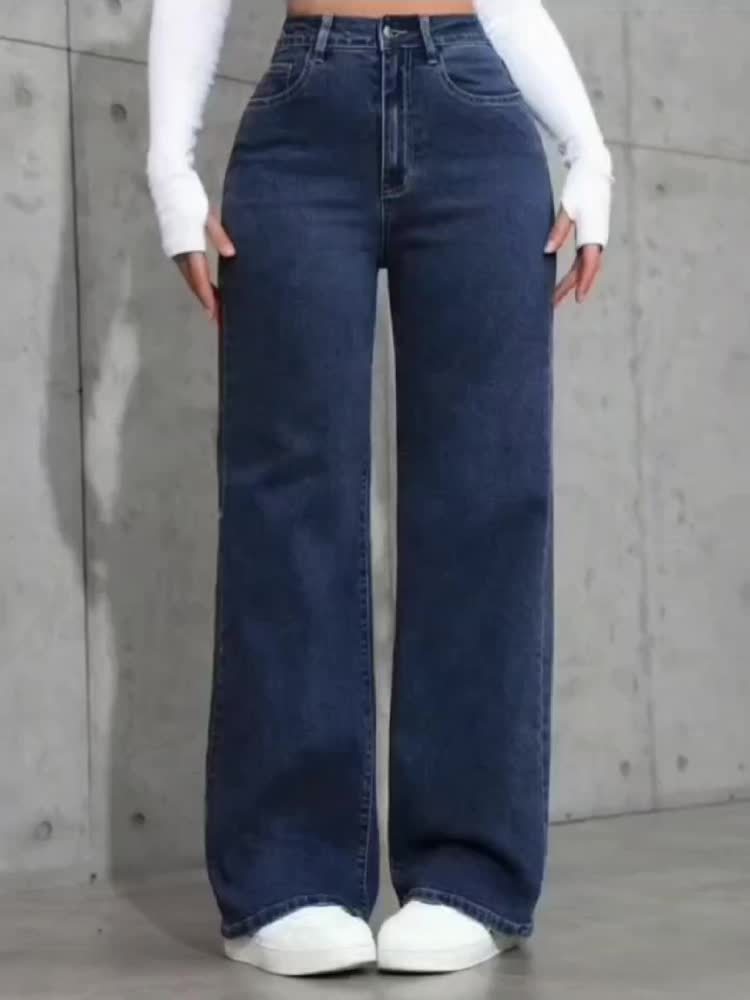 Jeans Femme Taille Haute – Coupe Droite, Denim Extensible Skinny, Tissu Non Transparent, Lavable en Machine, Polyvalent Quotidien et Tenues Formelles, Toutes Saisons, Confortable