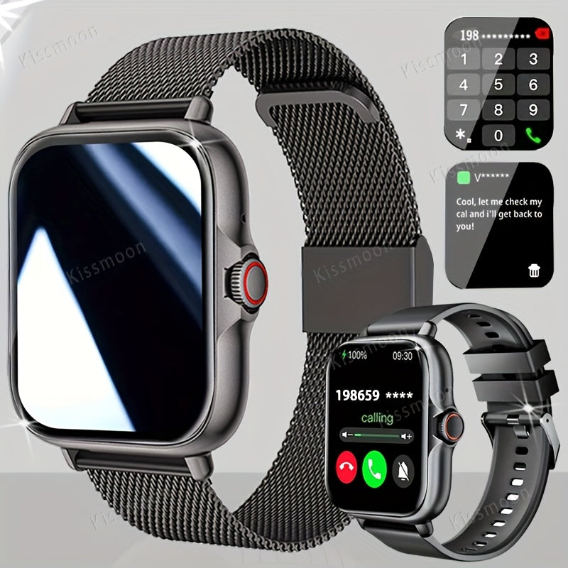 Montre Connectée 4,65 cm à Écran Tactile Complet – Appels Sans Fil, 100+ Modes Sport, Bluetooth 4.0, Bracelet Acier Inoxydable, Recharge USB, Contrôle Caméra et Musique à Distance, Compatible iPhone/Android, Cadeau Idéal pour les Passionnés de Fitness