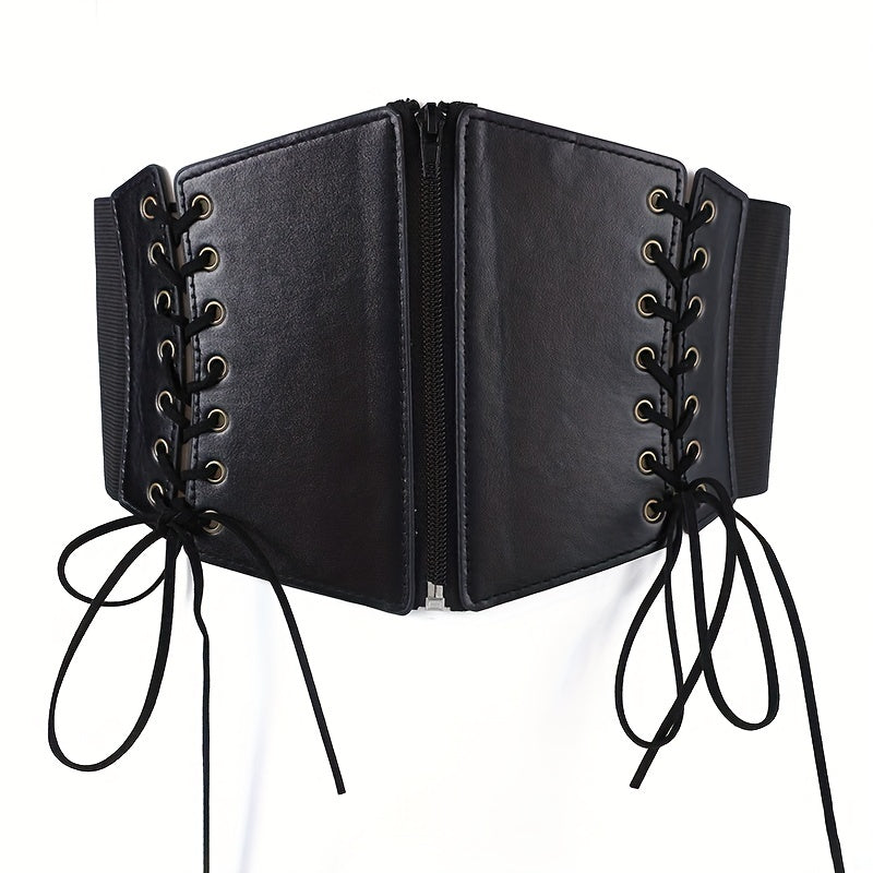 Ceinture corset serre-taille style hip-hop Y2K pour femme avec détail à pompons, grande taille élastique pour mariage, soirée, sortie nocturne, week-end décontracté - Ceinture corset tissée sans plumes
