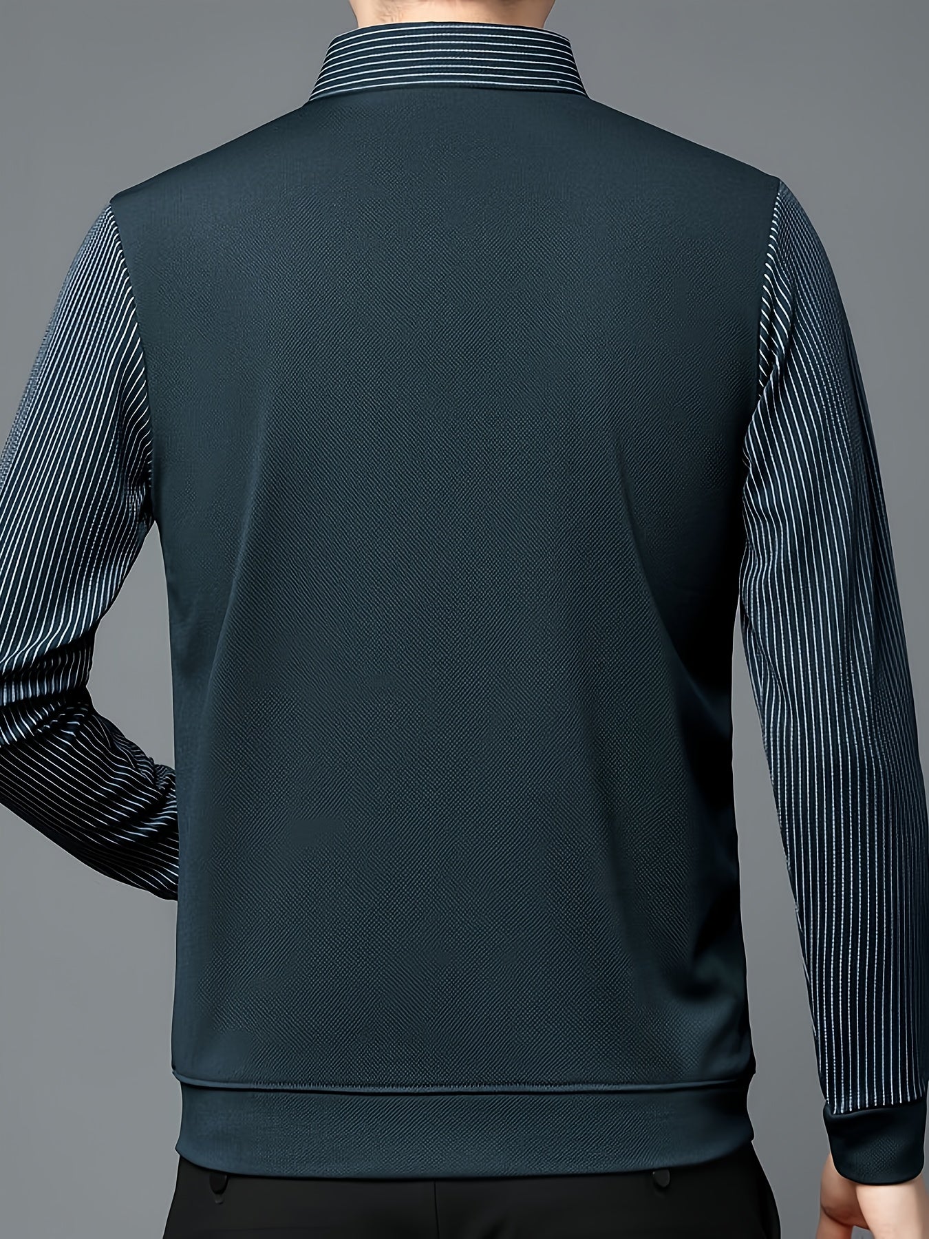 Men'S Casual Two-Tone Polo Shirt - Lightweight Loose Fit Solid Color Top with Button Collar, Long Sleeves, and Chest Pockets for Spring/Fall, Perfect for Casual Attire, Spring Fall Apparel | Classic Collar Design | Slight Str