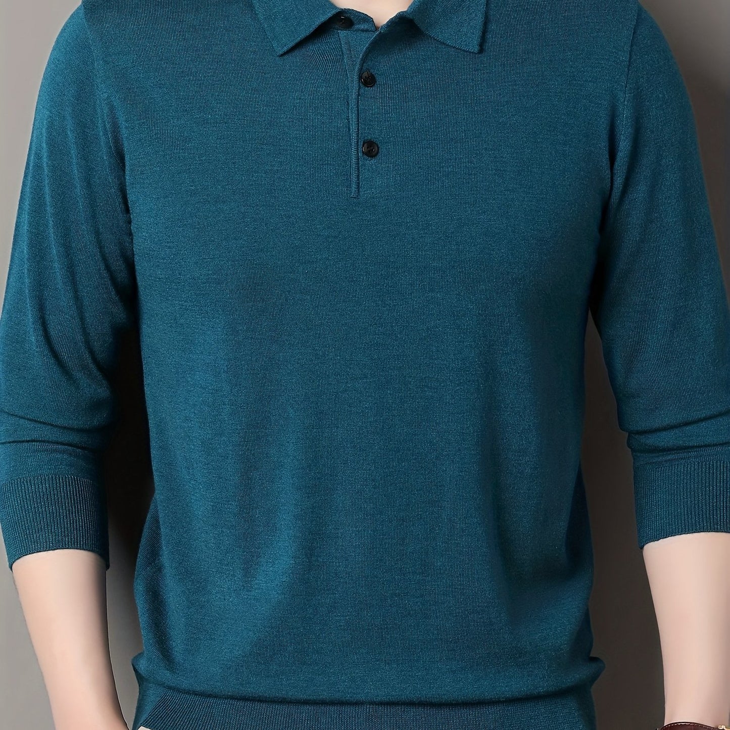 Men'S Slim-Fit Long Sleeve Shirt - Soft Stretchy Knit Button-Front Collar, Solid Color Casual & Formal Tops for Spring/Fall, Office, Party, Everyday - Easy-care Men'S Clothing, Office Attire, Classic Collar, Durable Construct