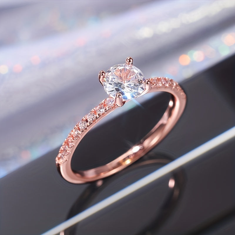 Bague de fiançailles pour femme, design classique et élégant, sertie de zirconia synthétique, bague de mariage de haute qualité, accessoire pour usage quotidien ou soirées, cadeau idéal pour la Saint-Valentin