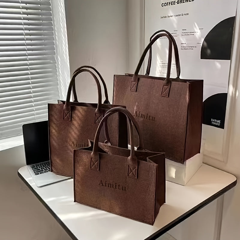 Sac Cabas en Feutre Simple pour Femmes – Idéal pour Employées de Bureau, Étudiantes, Fêtes, Déplacements, Extérieur, Léger avec Grande Capacité de Rangement