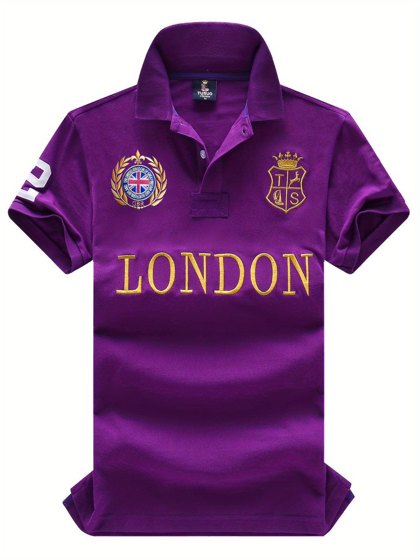 Men'S British London Royal Sport Casual Polo Shirt |, Breathable, Slim Fit, Embroidered, Half Placket, Short Sleeve, All-season.