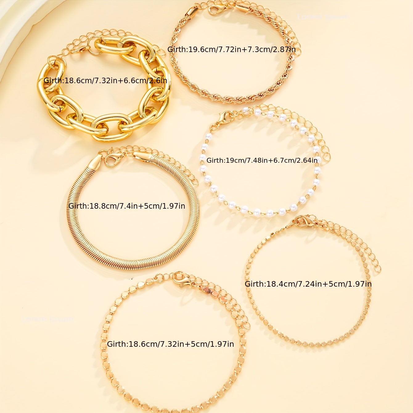 Lot de 6 Bracelets Élégants Vintage pour Femmes – Ensemble Multi-Couches avec Perles Imitation, Chaînes Torsadées Serpent, Maillons et Médaillons Ronds – Style Métal Chic, Parfait pour les Vacances, Soirées, Rendez-Vous ou Tenues Quotidiennes.