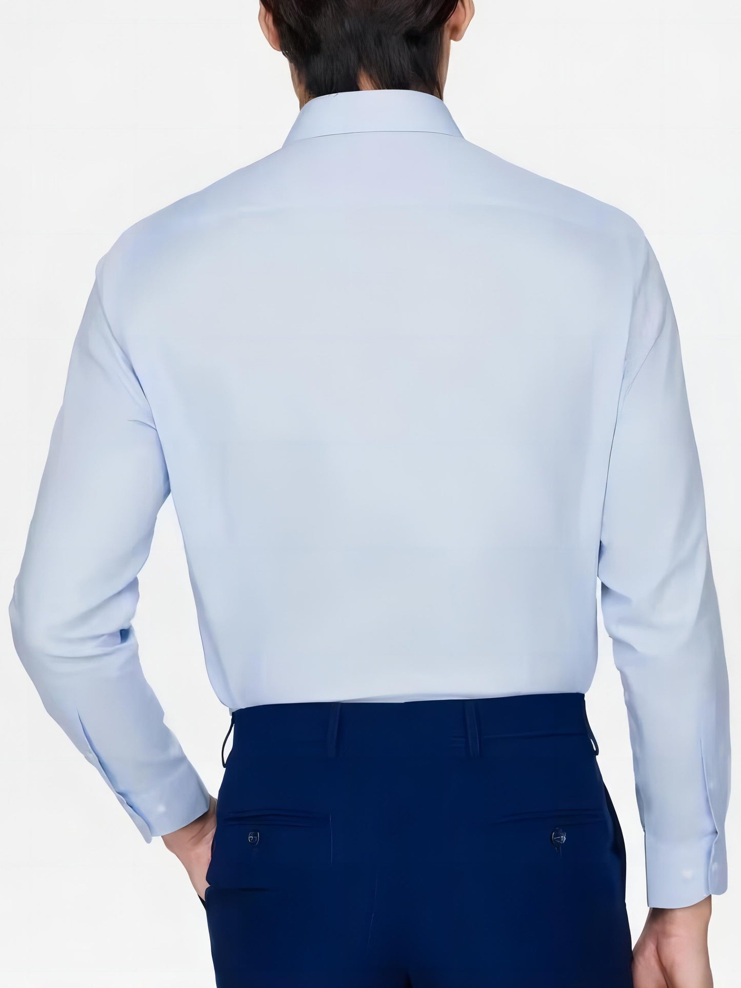 Spring and Autumn Long-Sleeve Shirt for Men, Stylish Business Casual Wrinkle-Resistant Dress Shirt with Diamond Buttons, Regular Fit Solid Color