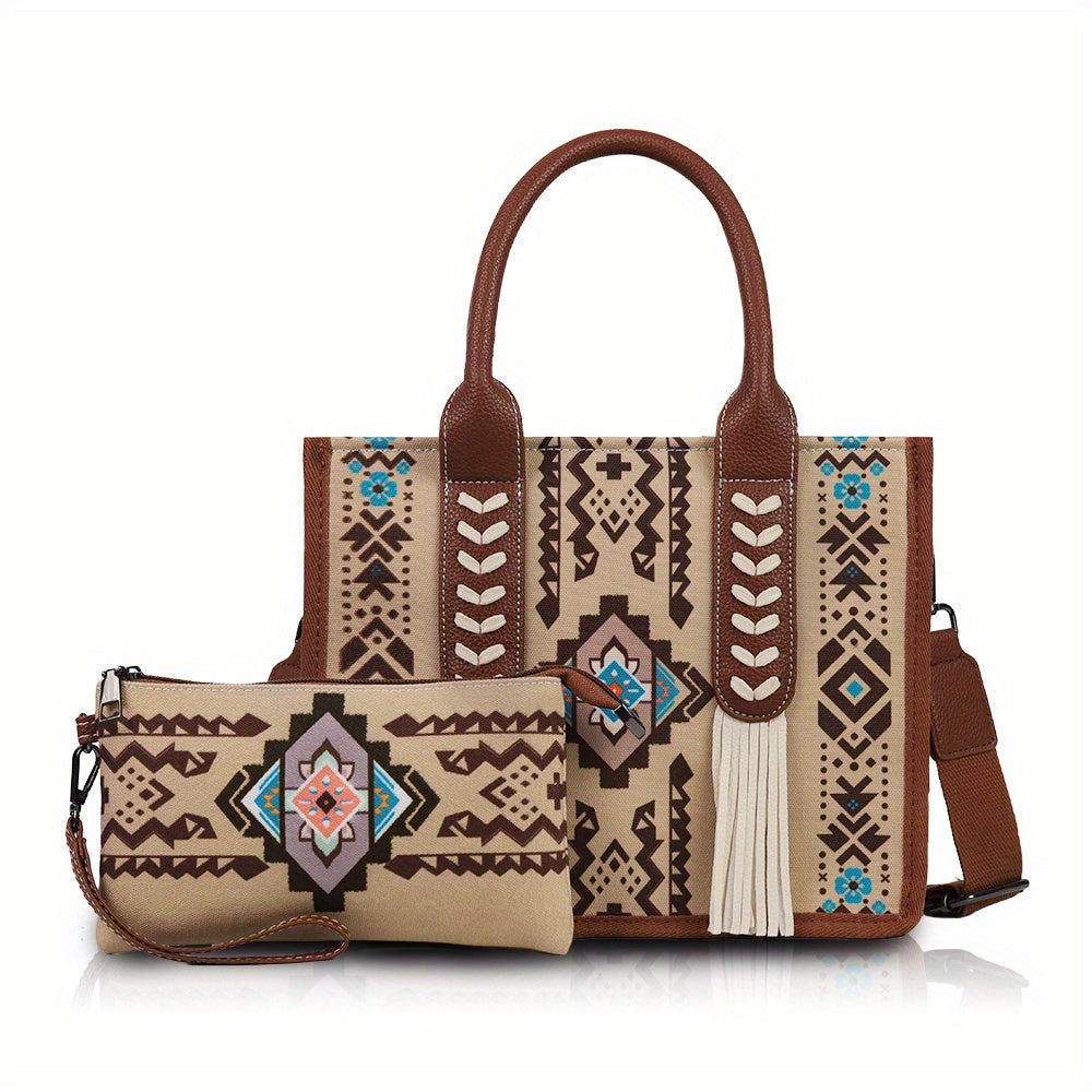 Sac Boho pour femmes – sac fourre-tout de voyage bohème, sac vintage et sac à bandoulière pour femme, sac à bras avec corde tressée, sac de week-end grande capacité, sac western élégant et décontracté