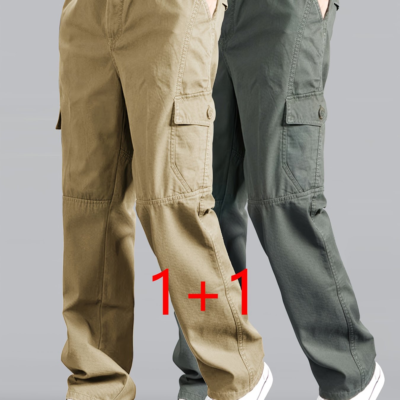Lot de 2 Pantalons Cargo Homme – Pantalons de Travail Robustes avec Multiples Poches (Latérales, Cargo, Zippées), Tissu Résistant Sans Stretch pour Construction, Randonnée, Camping