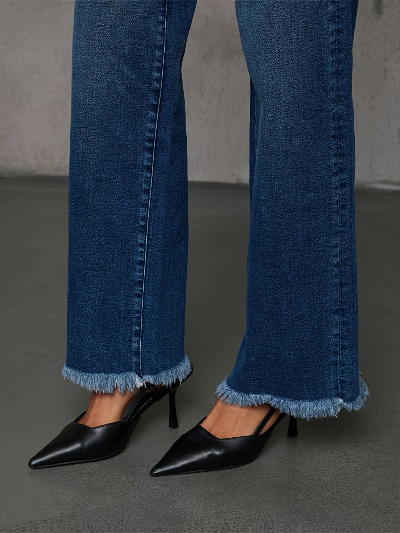 Jean évasé en denim élégant et polyvalent pour femme taille pantalon court à jambes larges