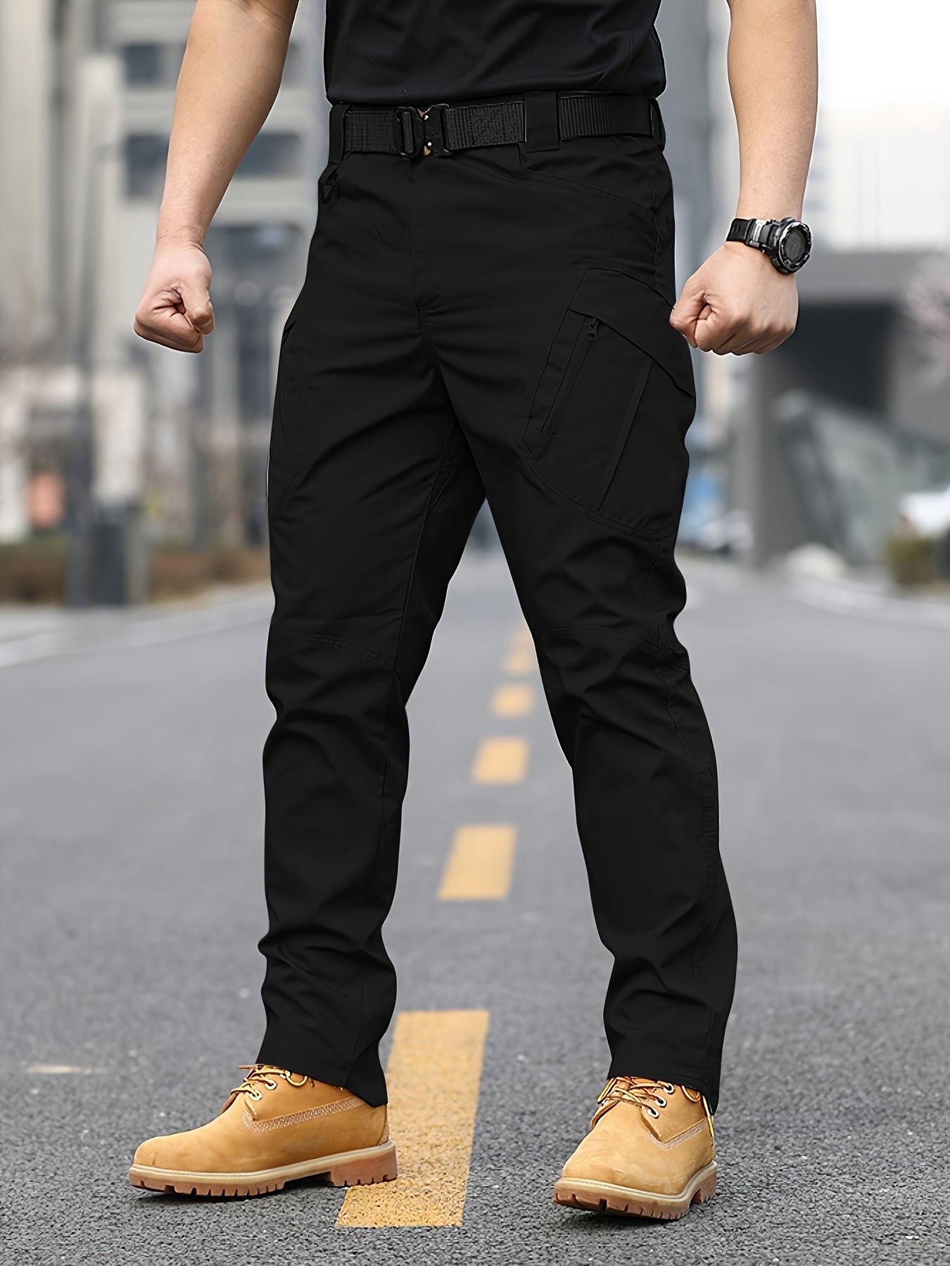 Pantalon cargo tactique pour homme (4 pièces) – multi-poches, taille ajustable, polyester non extensible, tissu durable, idéal pour randonnée, pêche, escalade et usage quotidien