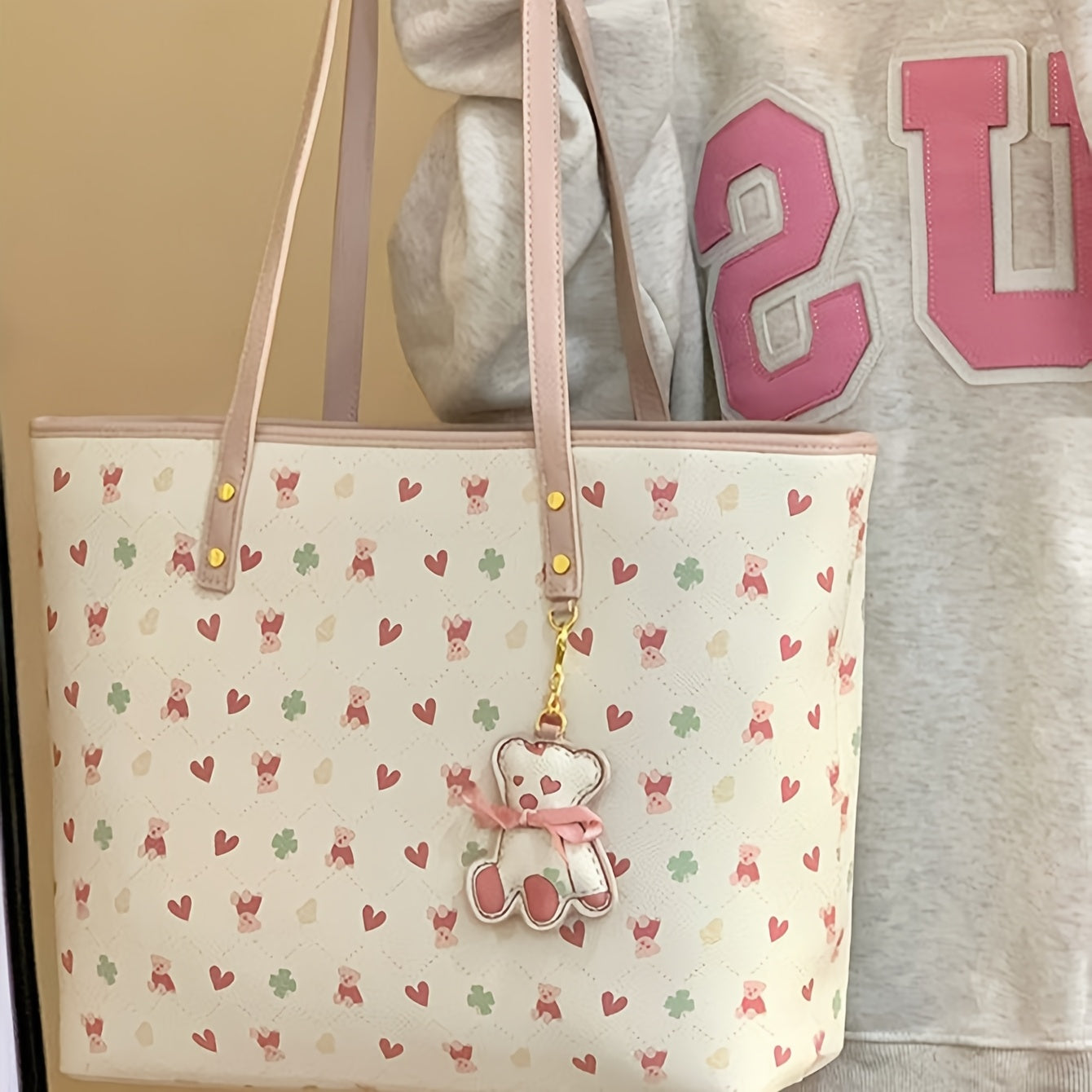 Sac Cabas Femme Mignon Ours – Grande Capacité, Sac à Main pour Cours et Déplacements