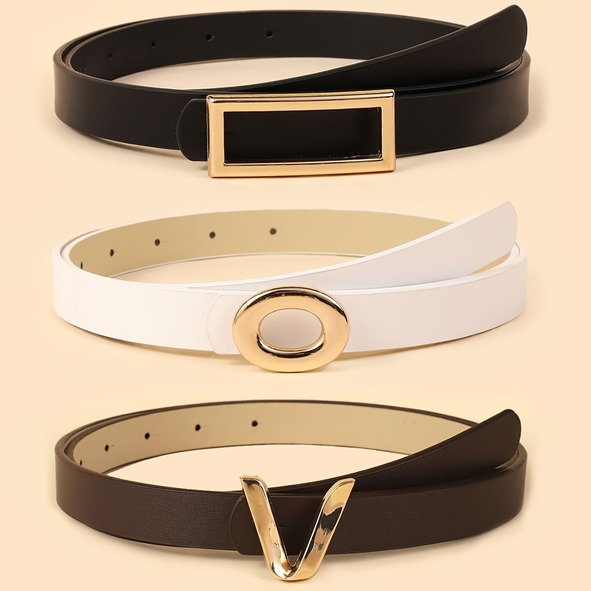 Lot de 3 ceintures pour femmes – Style bohème minimaliste et élégant avec boucles dorées, options marron, noir et imprimé léopard, pour tenue décontractée, bureau et soirée, accessoire de mode polyvalent, ceintures tendance et durables