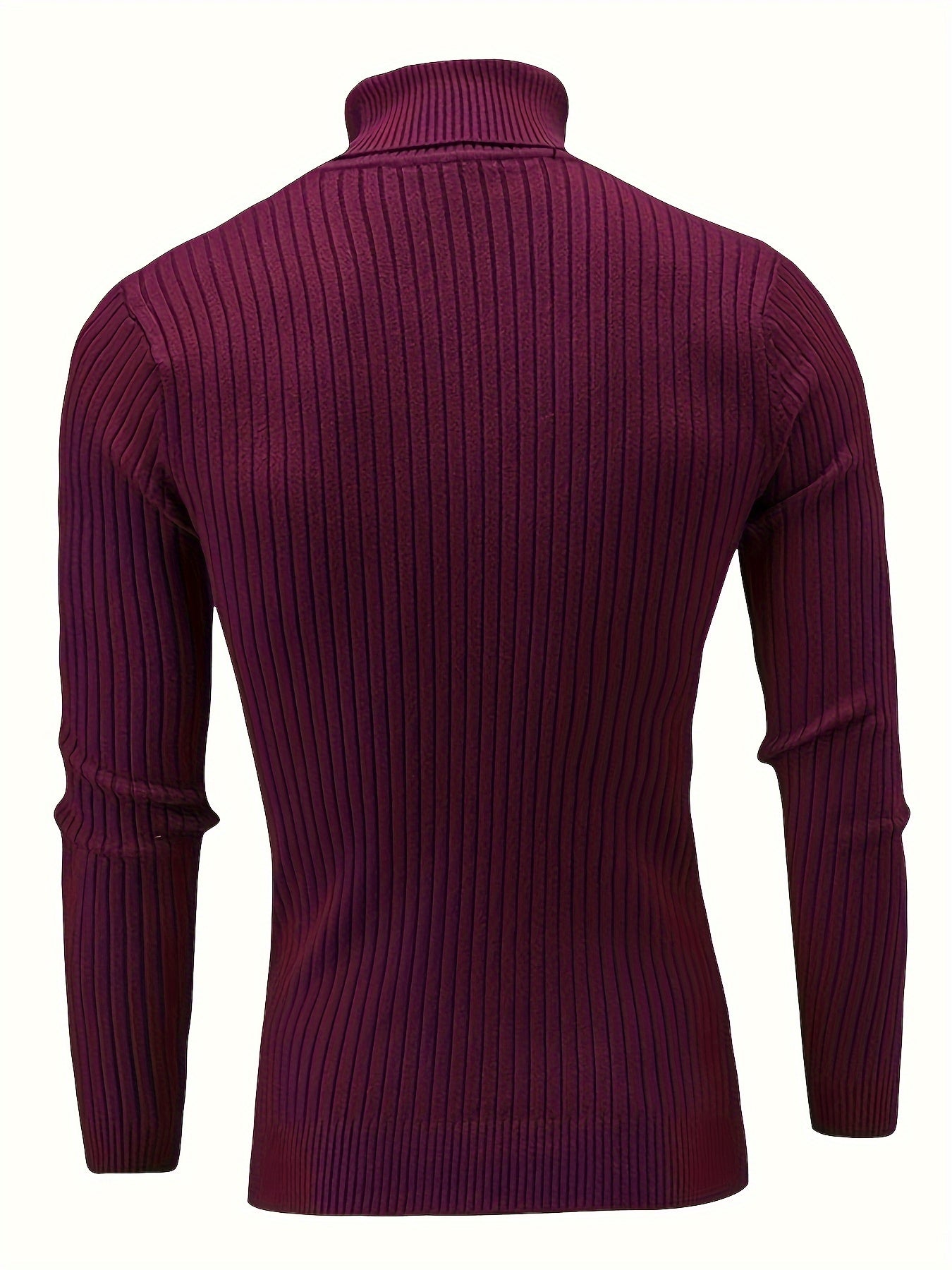 Men's Casual Turtleneck Sweater - Long Sleeve Stretch Knit Pullover, Regular Fit Solid Color Golf & Party Wear, Autumn Winter Wardrobe Essential, Winter Apparel, Academic Style, Ribbed Texture, Cold Weather Clothing, Classic