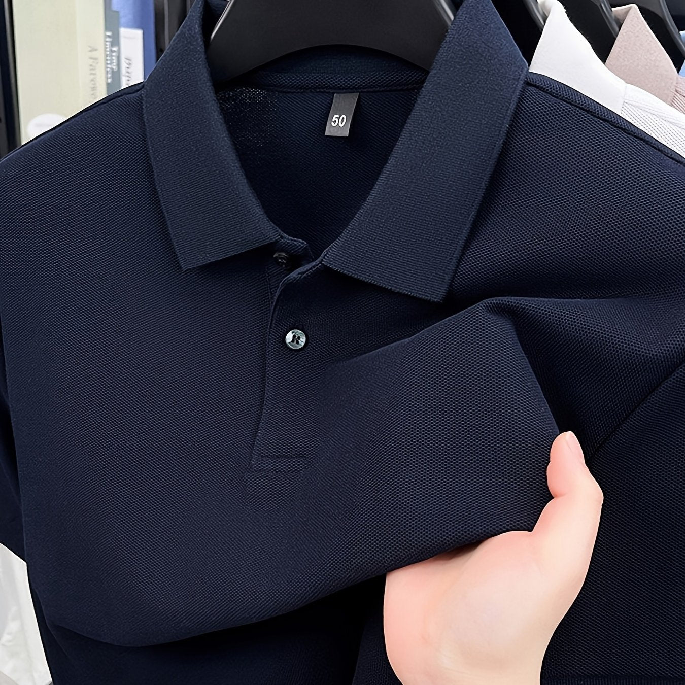 Men'S Business Casual Shirt - Formal & Everyday Office, Golf, Casual Attire - Classic Collar Button-Up Shirt - All-Season Professional T-Shirt for Men - Easy-Care Professional Attire, Golf Apparel, Solid Color Design, Comfort