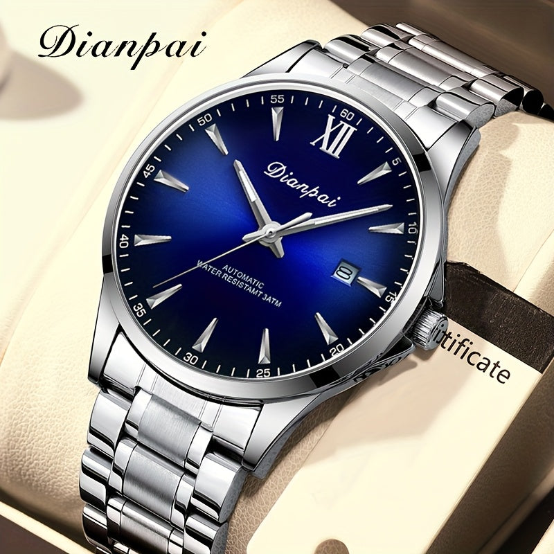 Classic Fashion Men's Fully Automatic Mechanical Watch, Calendar Display, Stainless Steel Strap, Night Light Business Men's Watch - Preferred Gift