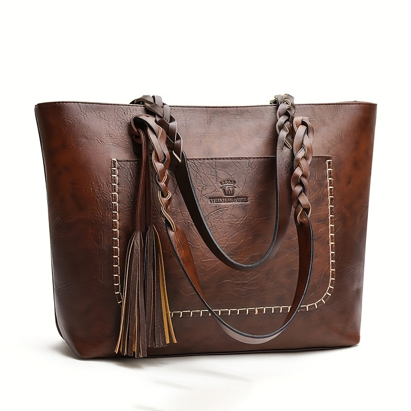 Sac Cabas Femme Grande Capacité – Sac Élégant avec Fermeture Éclair, Spacieux pour le Travail, Disponible en Noir/Marron/Rouge, Parfait pour Bureau, Voyages et Usage Quotidien, Design Sophistiqué, Poignées Solides