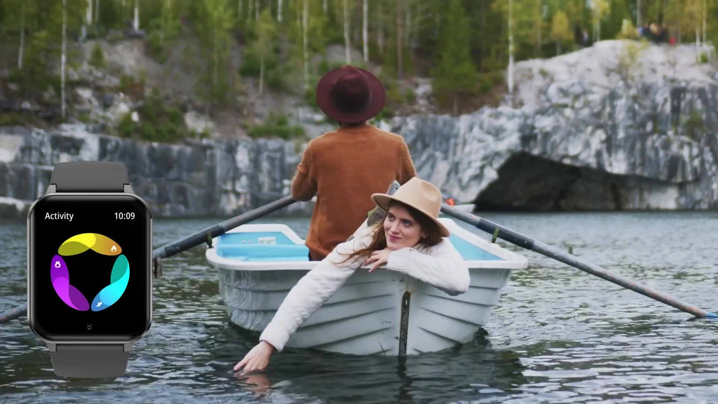 Montre Connectée avec Appels – Écran Tactile 4,7 cm, Tracker d’Activité pour Femmes & Hommes, Suivi Sportif Complet avec Podomètre, Calories & Chronomètre – Meilleur Cadeau d’Anniversaire