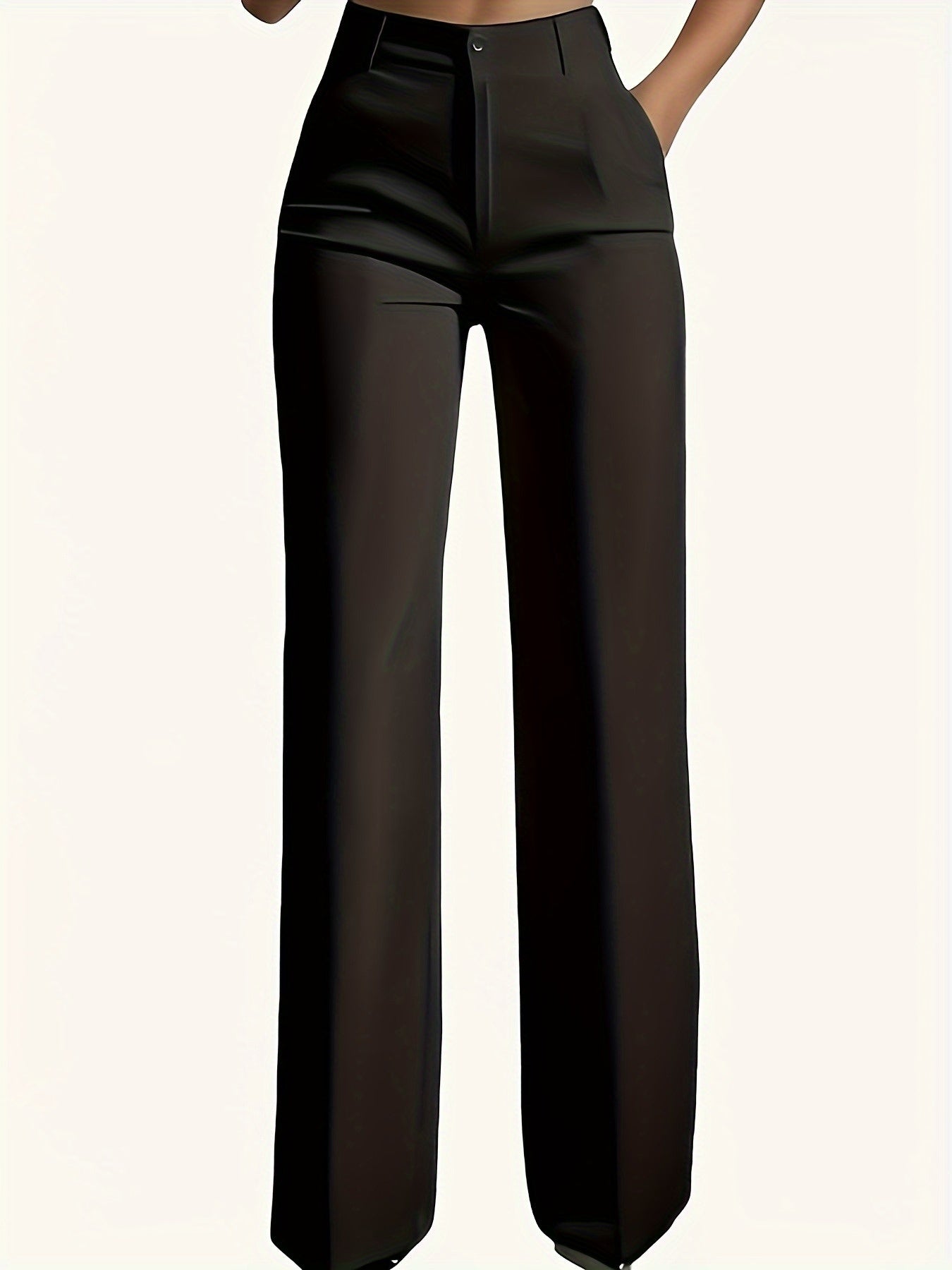 Lot de 2 Pantalons Femme Élégants Droits – Taille Haute avec Poches Obliques