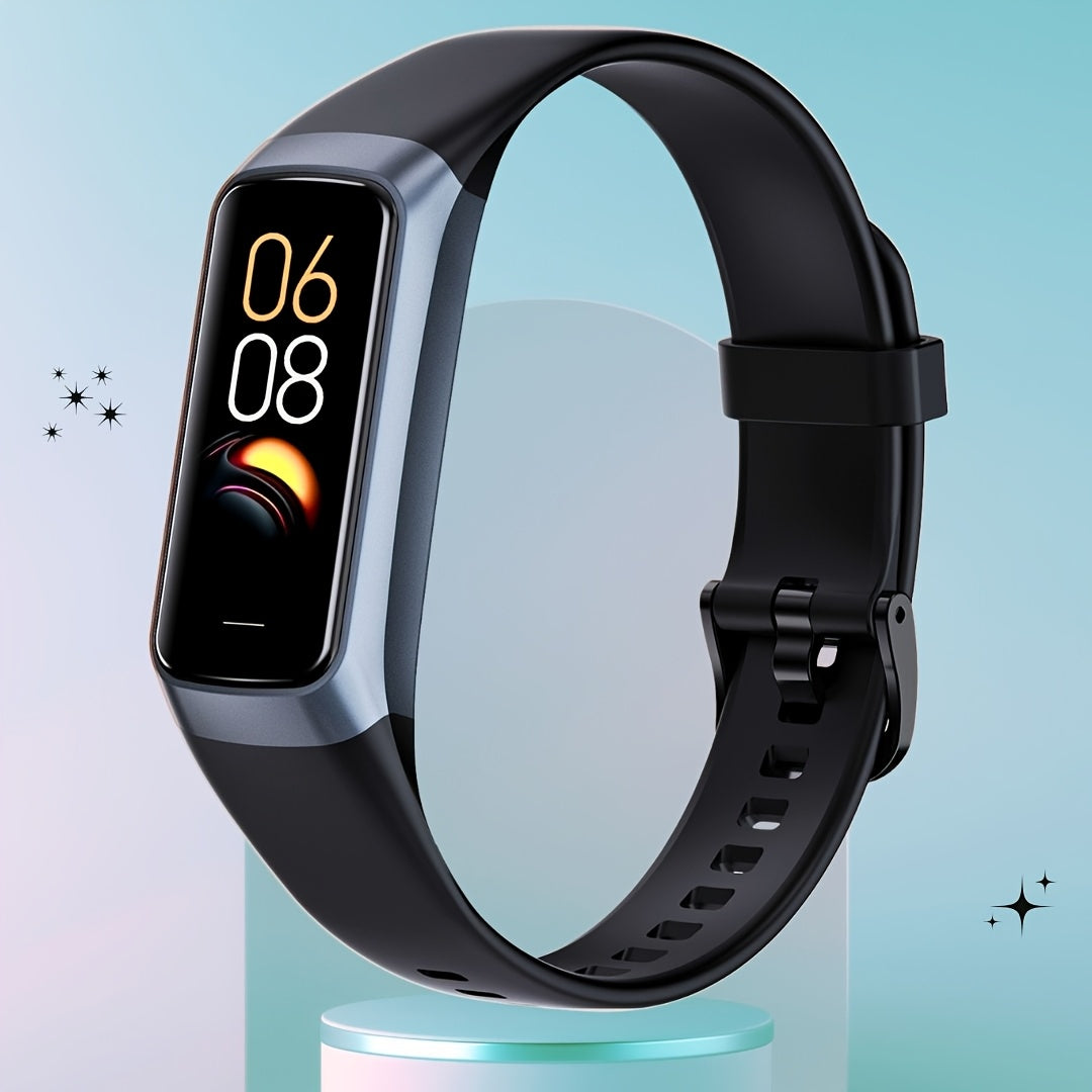 AFFEOKKI Amoled Fitness Smartwatch for Men & Women - Multiple Sports Modes, Pedometer Tracker, Stopwatch, Message Alerts, Calorie Tracker, Daily Activity Logging, for iPhone & Android Phone, Silicone Band, USB Charging, Wirel