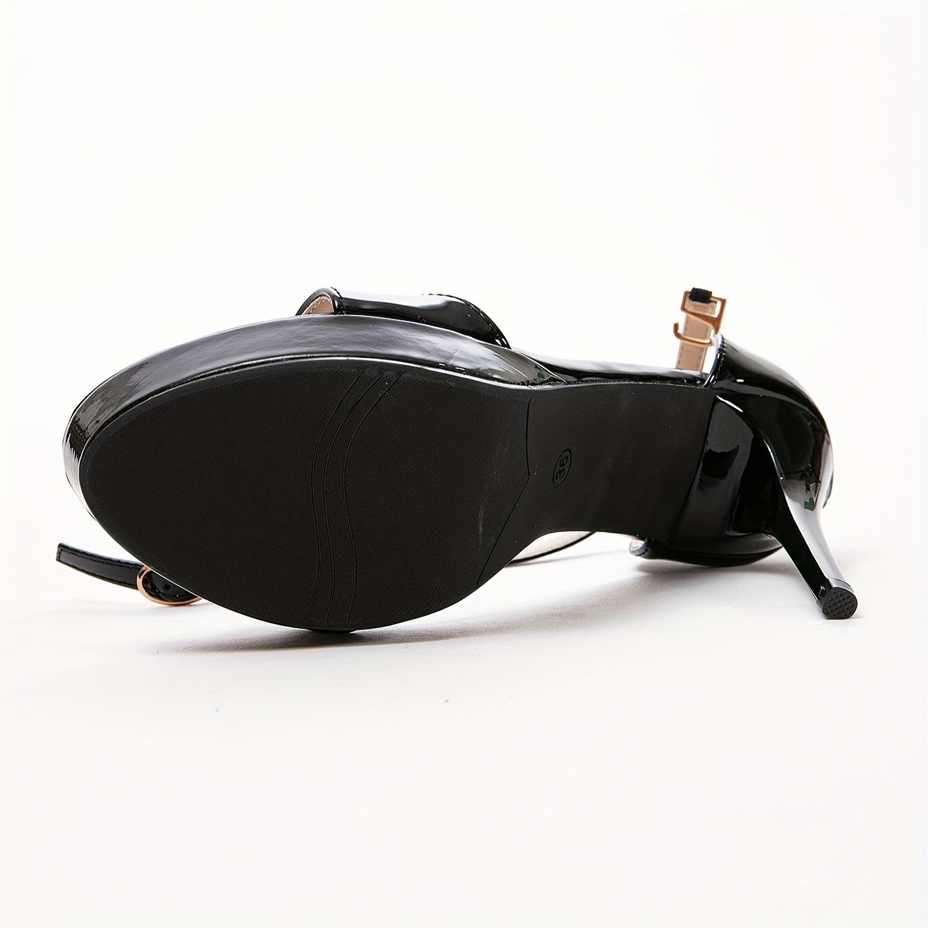 Sandales Femme Sexy à Talons Aiguilles – Bout Ouvert, Dessus Simili Noir, Bride Cheville, Talons Hauts à Plateforme, Idéales pour un Look Élégant et Stylé en Soirée