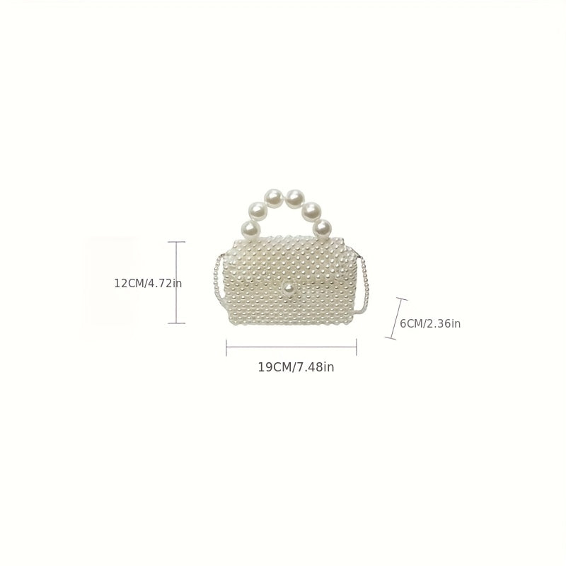 Sac à main femme chic perlé – Tissé à la main, multi-usage pour téléphone, shopping et soirées, sac fourre-tout/épaule, poignée en perles