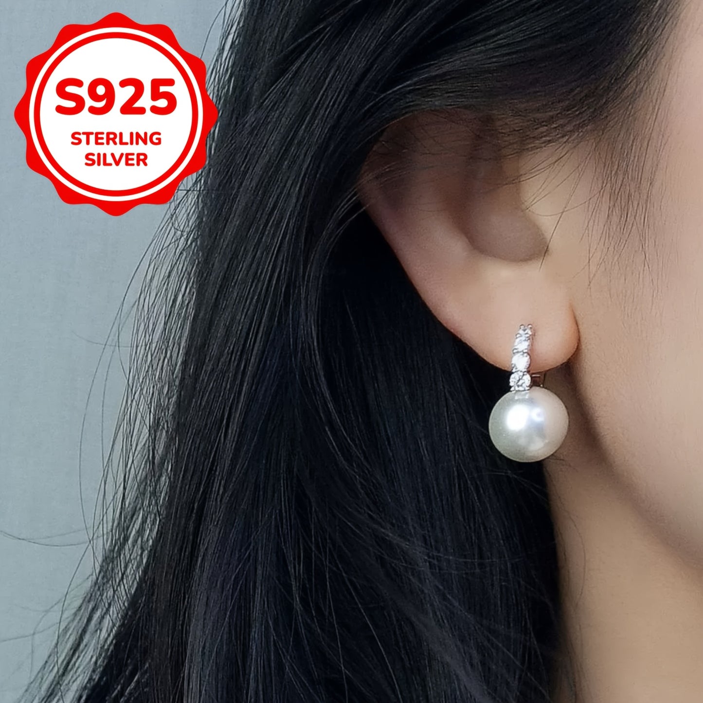 Paire de boucles d’oreilles bague pour femme, style vintage élégant, luxe simple, en argent 925, 3,9 g, incrustation de zirconia synthétique, tige en argent sterling