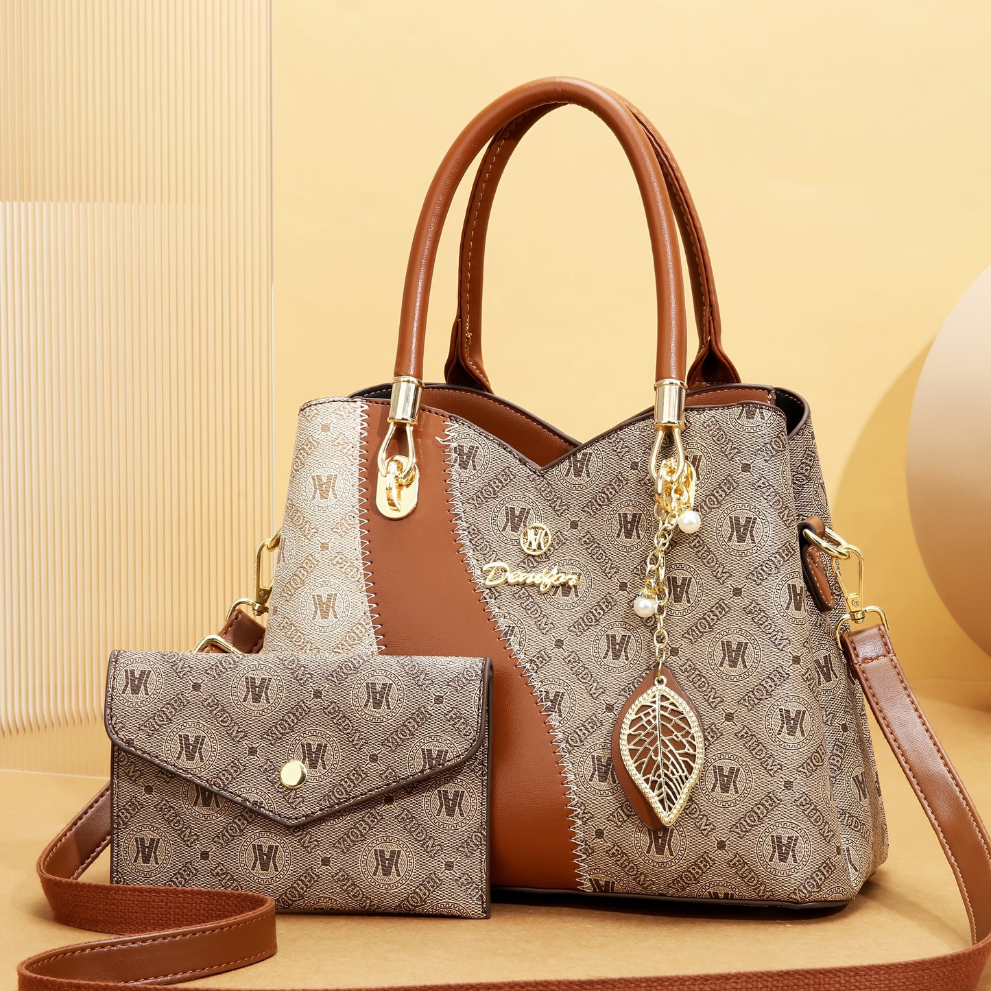 Set de sacs à main de luxe pour femmes – multi-composants, bandoulière amovible, ferrures dorées, grand cabas et pochette style portefeuille, fermeture éclair