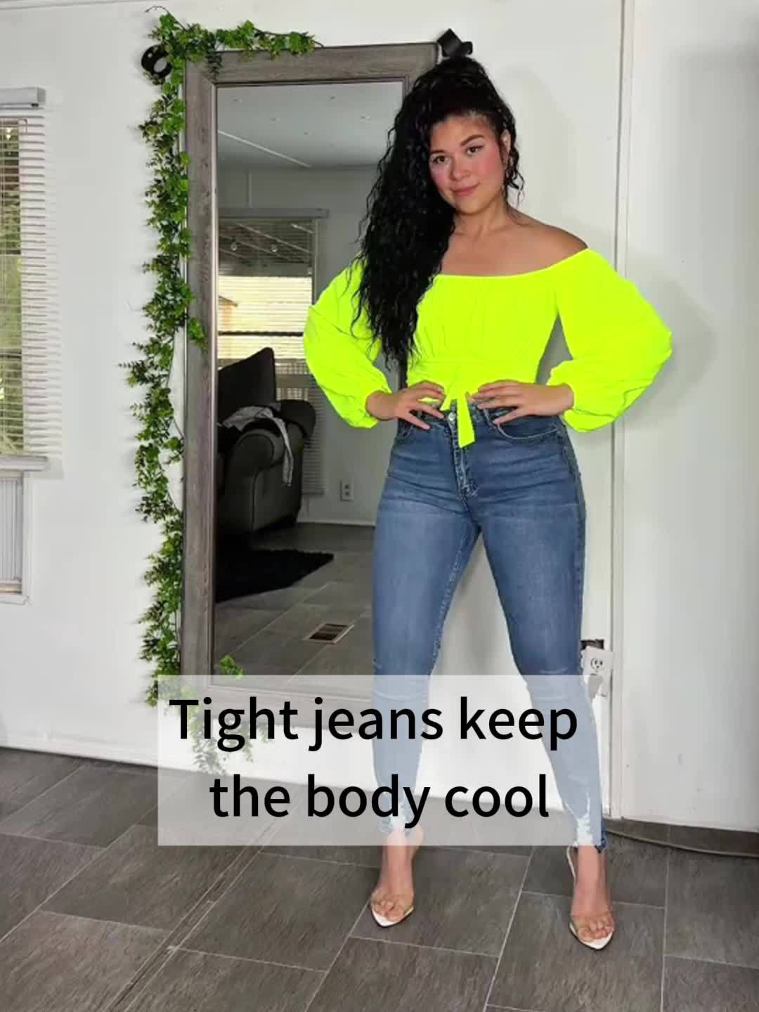 Jean skinny en faux denim pour femme - Jean extensible opaque avec fermeture éclair intégrée, coupe skinny taille mi-haute