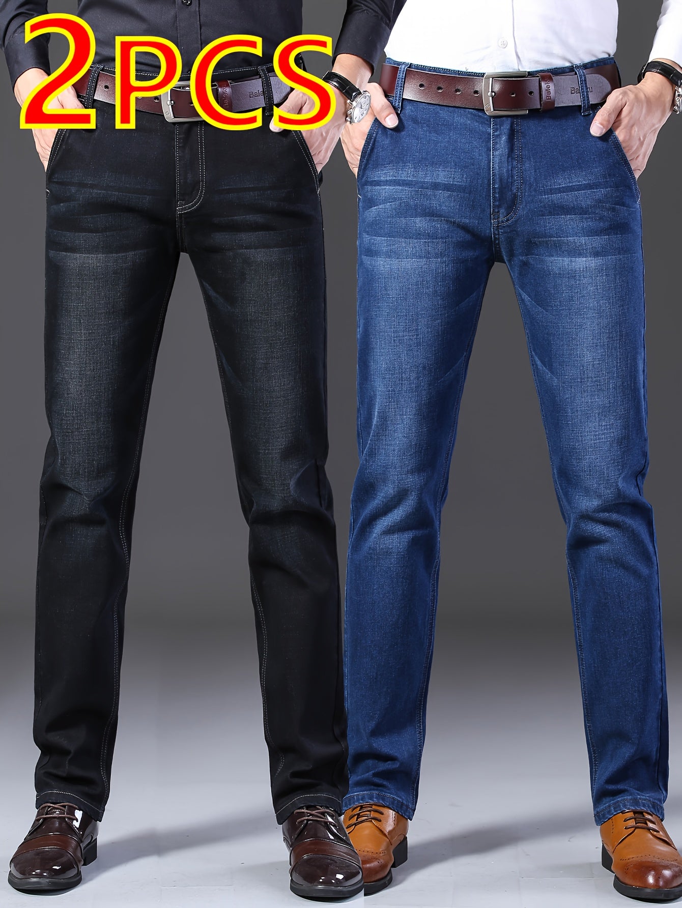 Jeans slim extensibles pour homme (2 pièces) – style tendance et polyvalent, toutes saisons, idéal business casual