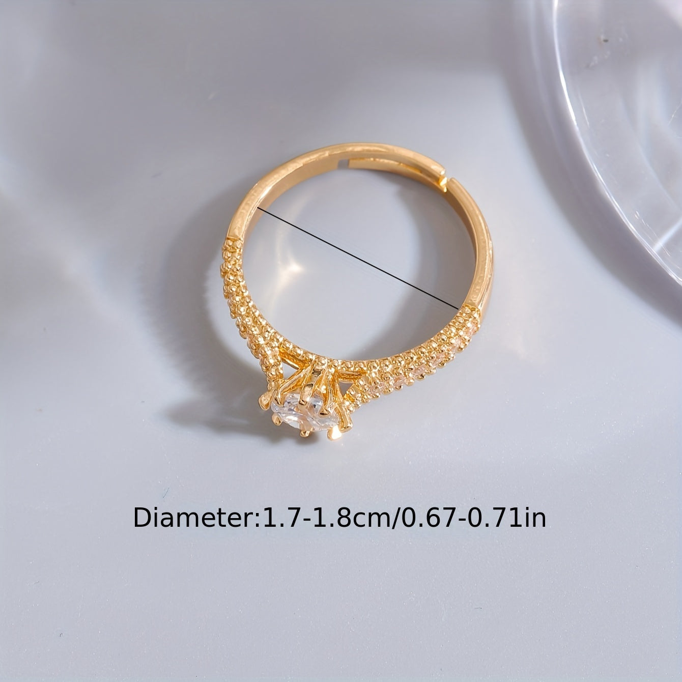 Elegant Vintage-Inspired Copper Ring with Sparkling Cubic Zirconia - Adjustable Open Design for Everyday & Party Wear