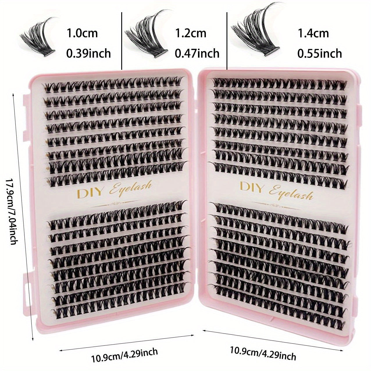 Cils individuels 10-14 mm 640 pièces bouquets de cils aspect naturel plateau mixte extension de cils DIY volume cils D Curl effet volumineux haute qualité cils souples