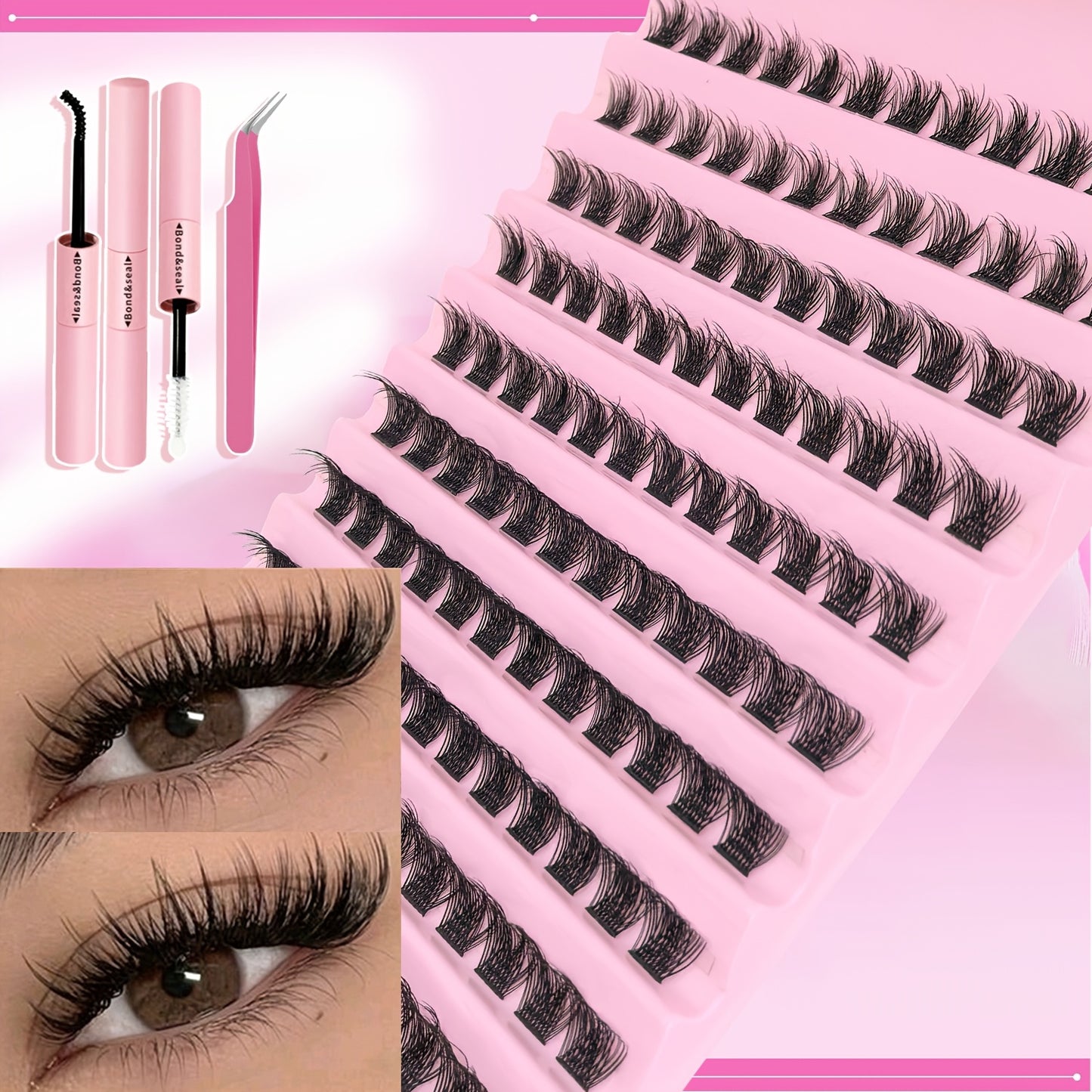 Set Faux Cils — Épais et Naturels, Inclus Colle et Pince, Cils Charmants, Parfait pour DIY à Domicile