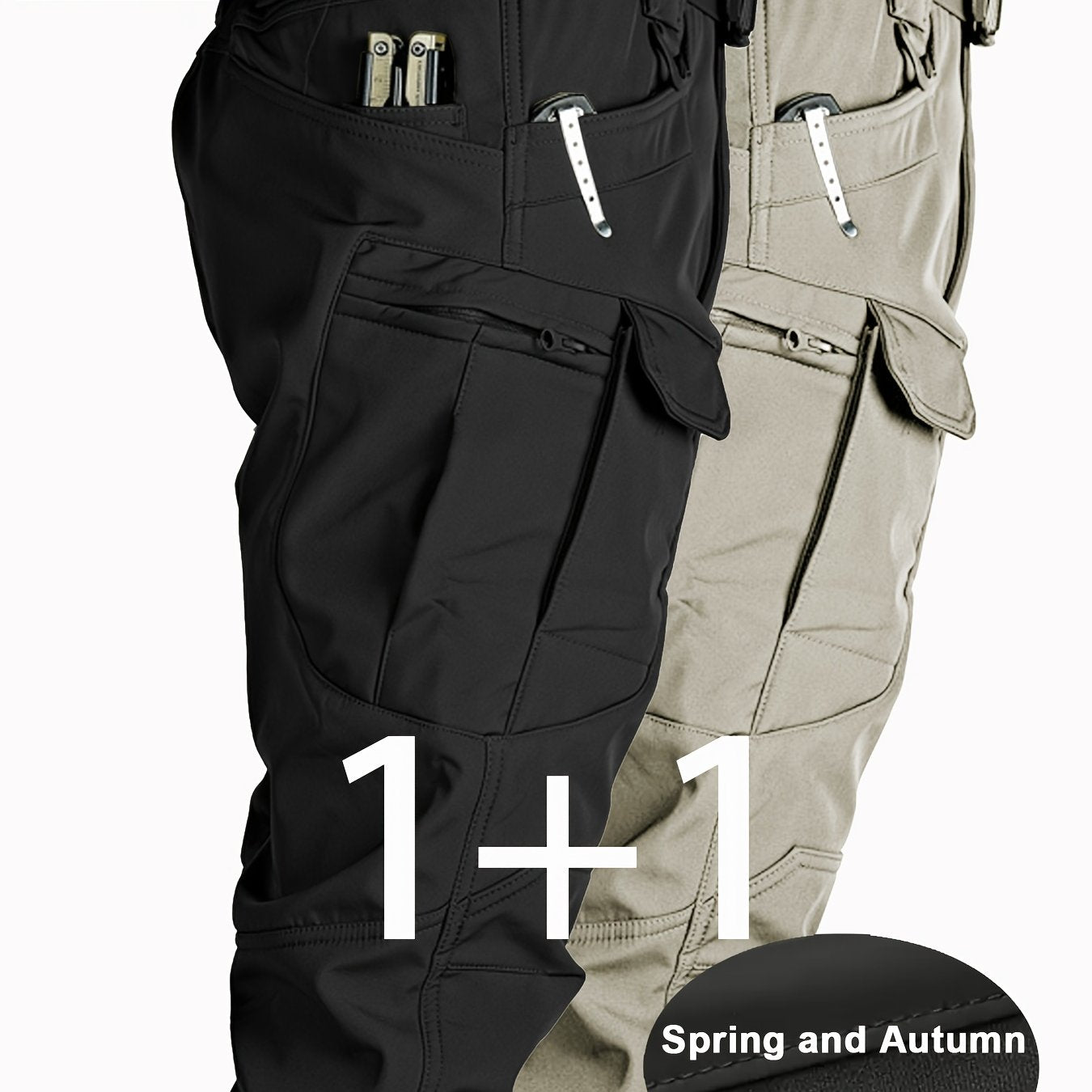 2pcs Pantalons Cargo Homme – Tactiques, Multipoches, Stretch Léger, Casual & Outdoor, Printemps/Automne