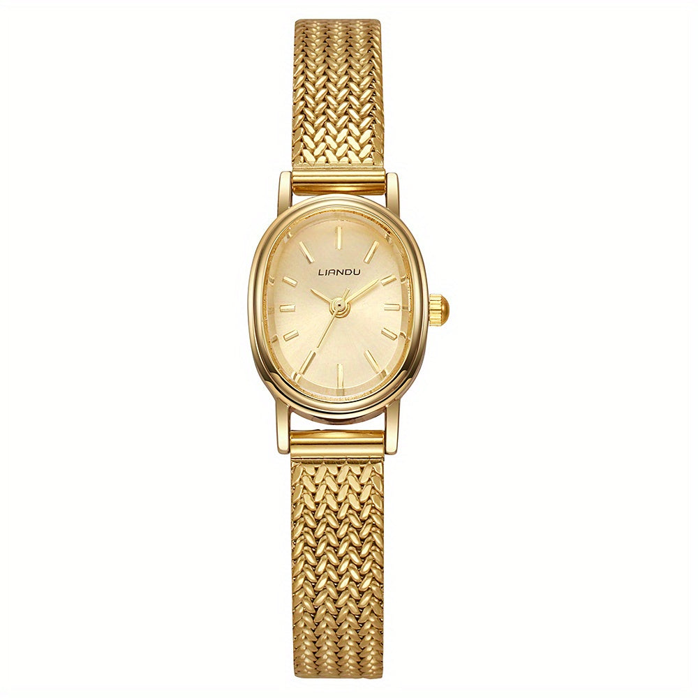 Montre Femme Dorée – Élégante et Minimaliste, Bracelet Style Chaîne en Alliage, Mouvement Quartz, Idéale Quotidien et Occasions Formelles
