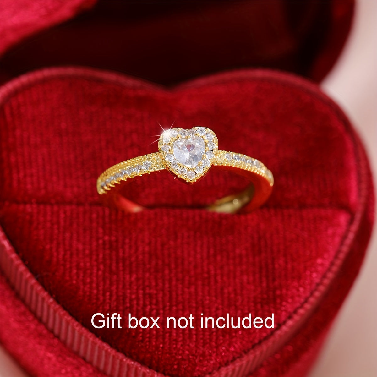 1pc of Luxurious Cubic Synthetic Zircon Ring Featuring a Heart Shape, Designed for Women As a Promise Ring, Engagement Ring, Or Eternity Ring. Wedding Ring Sold Without a Gift Box.