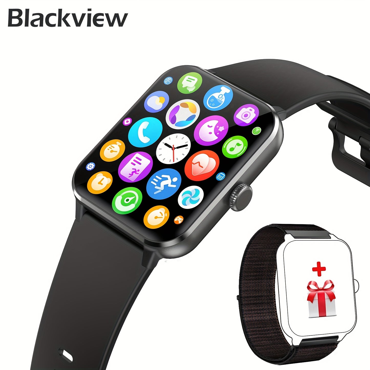 Montre Connectée Homme – Écran 4,7 cm, Appels (Répondre/Appeler), Tracker Fitness, 100+ Modes Sport, Suivi en Temps Réel, Podomètre – Compatible iPhone et Android, Cadeau Idéal