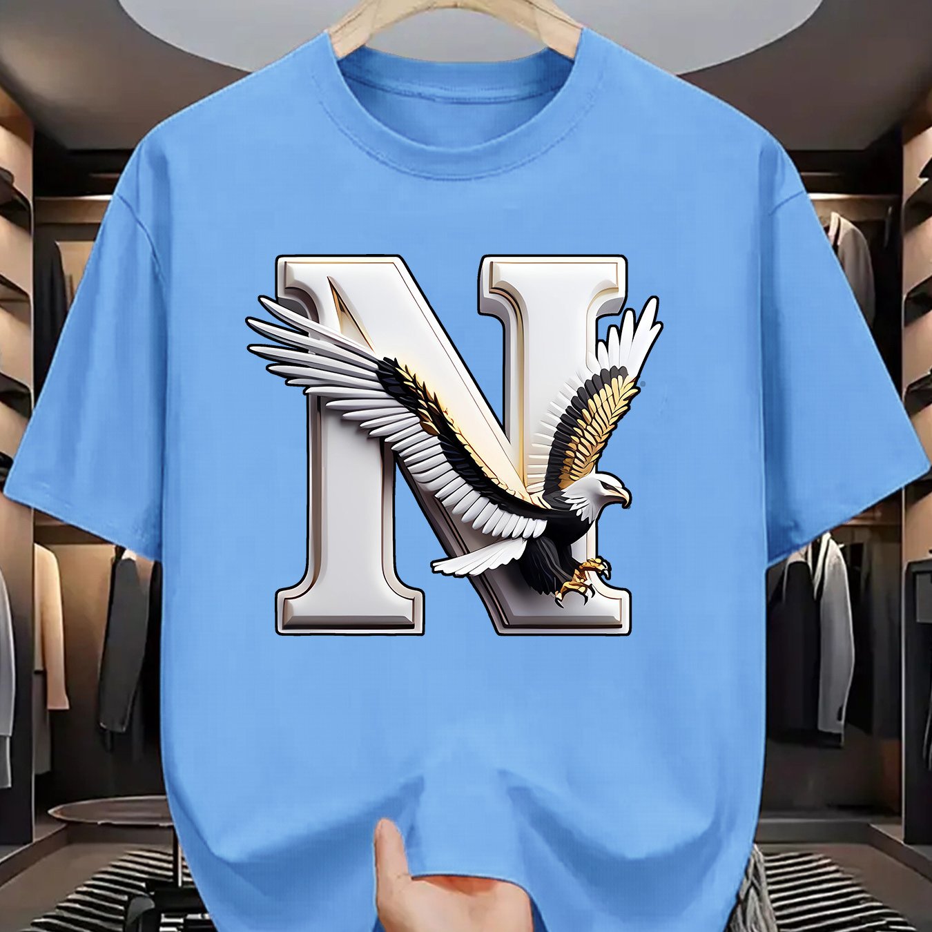 Summer Men'S Fashion Short-Sleeve T-Shirt with Letter Pattern Print