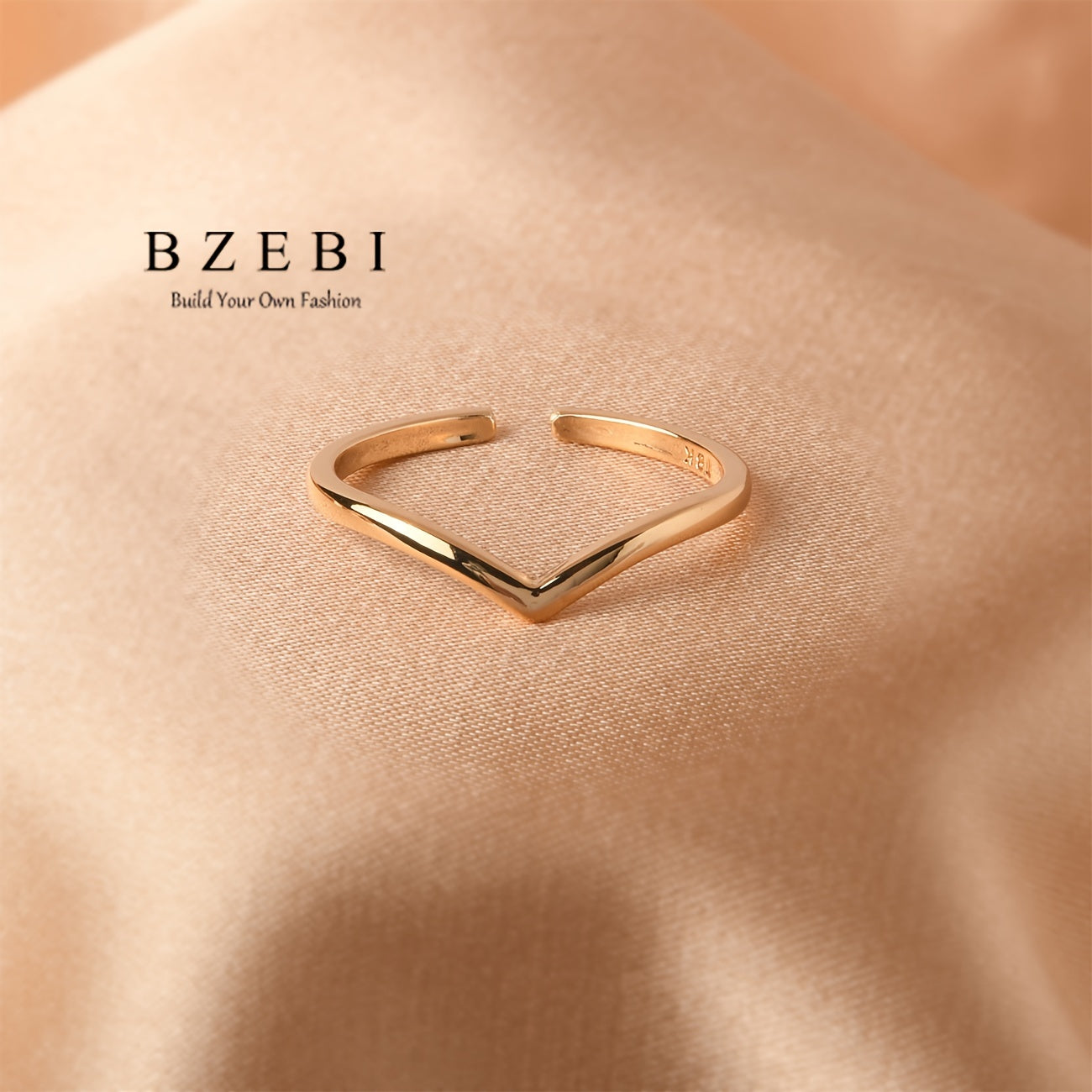 18K Gold Plated 2pcs V-Shaped Ring Jewelry Set, Fashionable Elegant Minimalist Adjustable Women's Birthday Christmas Mother's Day Valentine's Day Gift with Gift Box 726r+727r